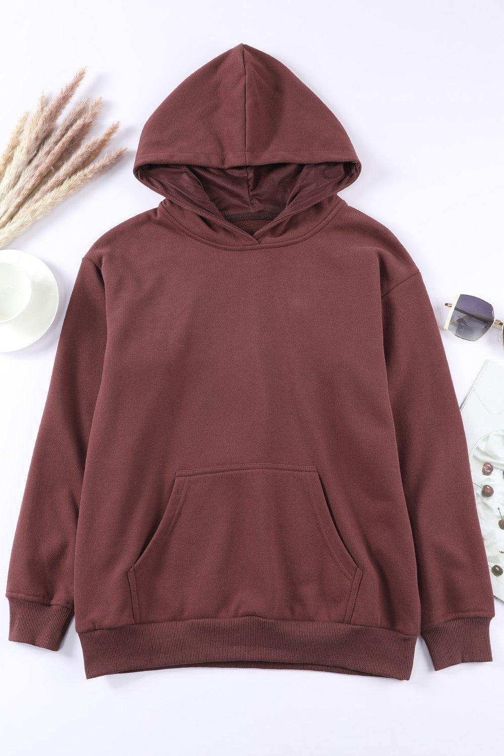 Dropped Shoulder Kangaroo Pocket Hoodie - Trendsi - Flyclothing LLC