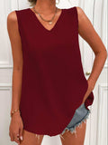 V-Neck Curved Hem Tunic Tank - Trendsi - Flyclothing LLC