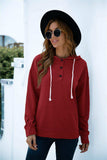 Quarter Snap Drawstring Hoodie with Kangaroo Pocket - Trendsi - Flyclothing LLC