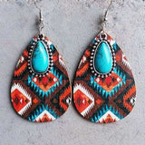 Artificial Turquoise Geometric Teardrop Earrings - Trendsi - Flyclothing LLC