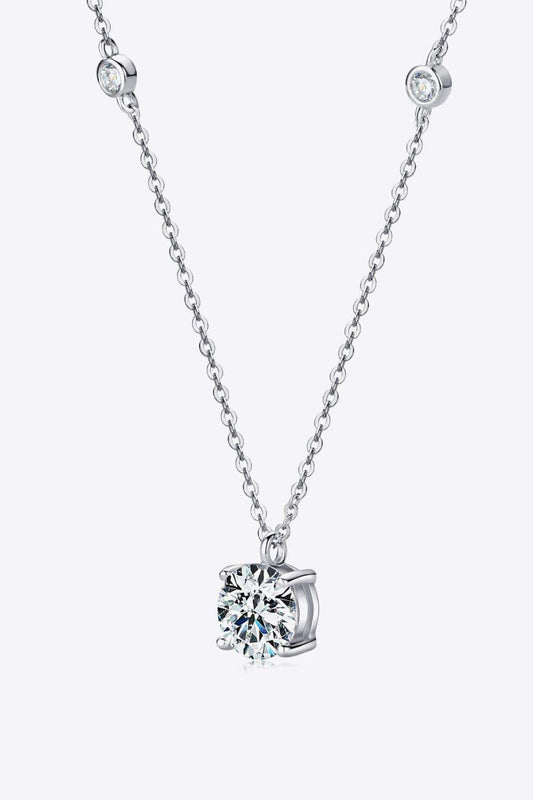 2 Carat Moissanite 4-Prong 925 Sterling Silver Necklace - Trendsi - Flyclothing LLC