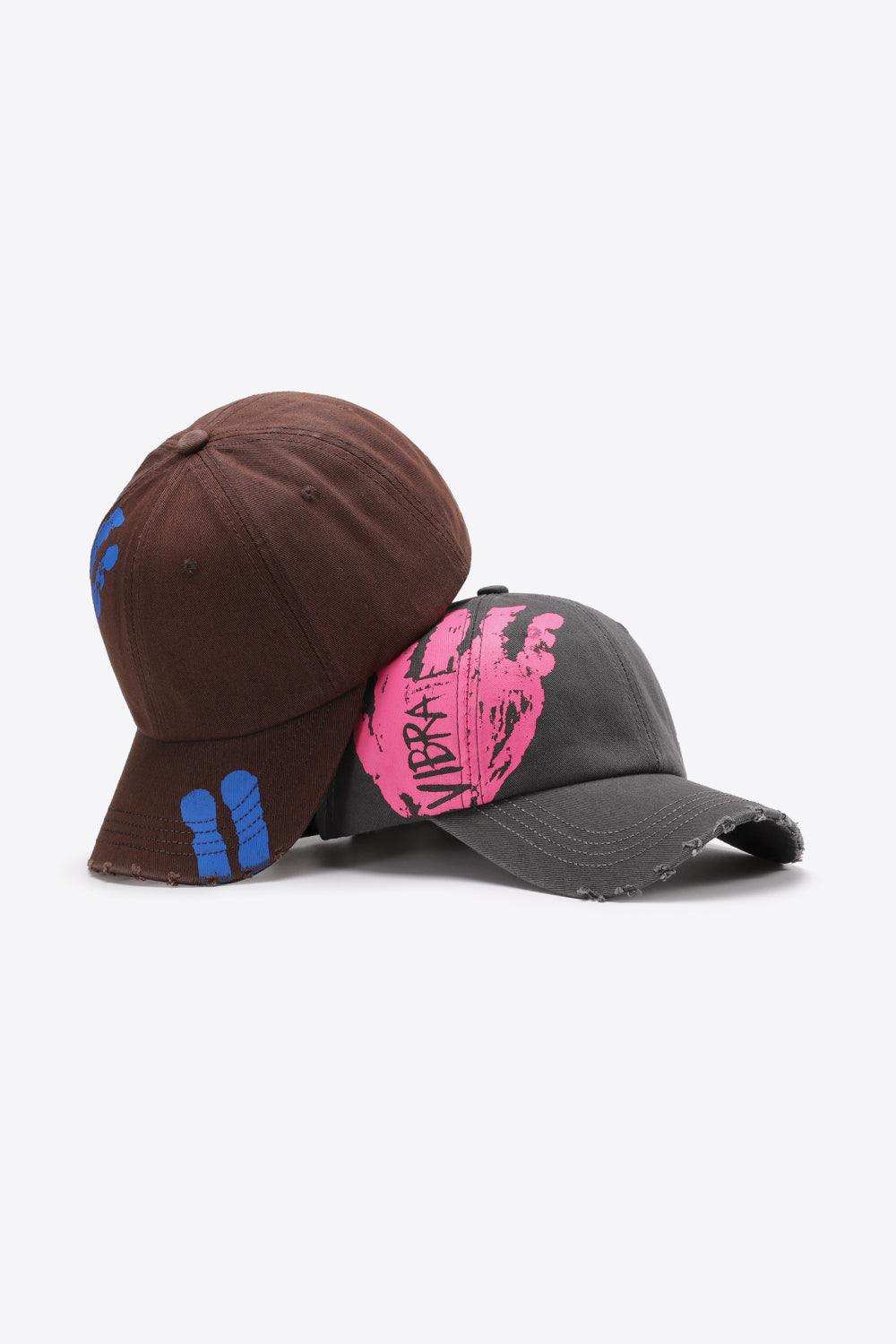 VIBRA Graphic Distressed Adjustable Baseball Cap - Trendsi - Flyclothing LLC