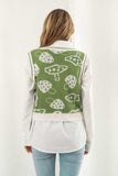 Printed Plunge Neck Sweater Vest - Trendsi - Flyclothing LLC