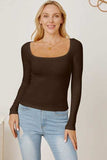 Square Neck Long Sleeve T-Shirt - Trendsi - Flyclothing LLC