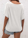 Lace Detail V-Neck T-Shirt - Trendsi - Flyclothing LLC