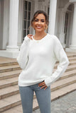 Round Neck Ribbed Long Sleeve Sweater - Trendsi - Flyclothing LLC
