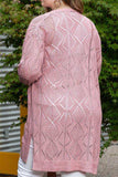 Plus Size Openwork V-Neck Long Sleeve Buttoned Cardigan - Trendsi - Flyclothing LLC