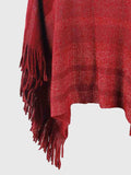 Striped Boat Neck Poncho with Fringes - Trendsi - Flyclothing LLC
