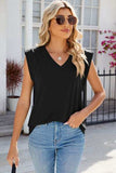 V-Neck Cap Sleeve Tank - Trendsi - Flyclothing LLC