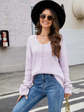 V-Neck Rib-Knit Top - Trendsi - Flyclothing LLC