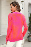 Striped Round Neck Dropped Shoulder Sweater - Trendsi - Flyclothing LLC