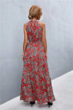Printed Sleeveless Tie Waist Maxi Dress - Trendsi - Flyclothing LLC