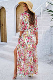 Printed Tied Half Sleeve Slit Dress - Trendsi - Flyclothing LLC