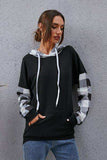 Plaid Drawstring Dropped Shoulder Hoodie - Trendsi - Flyclothing LLC