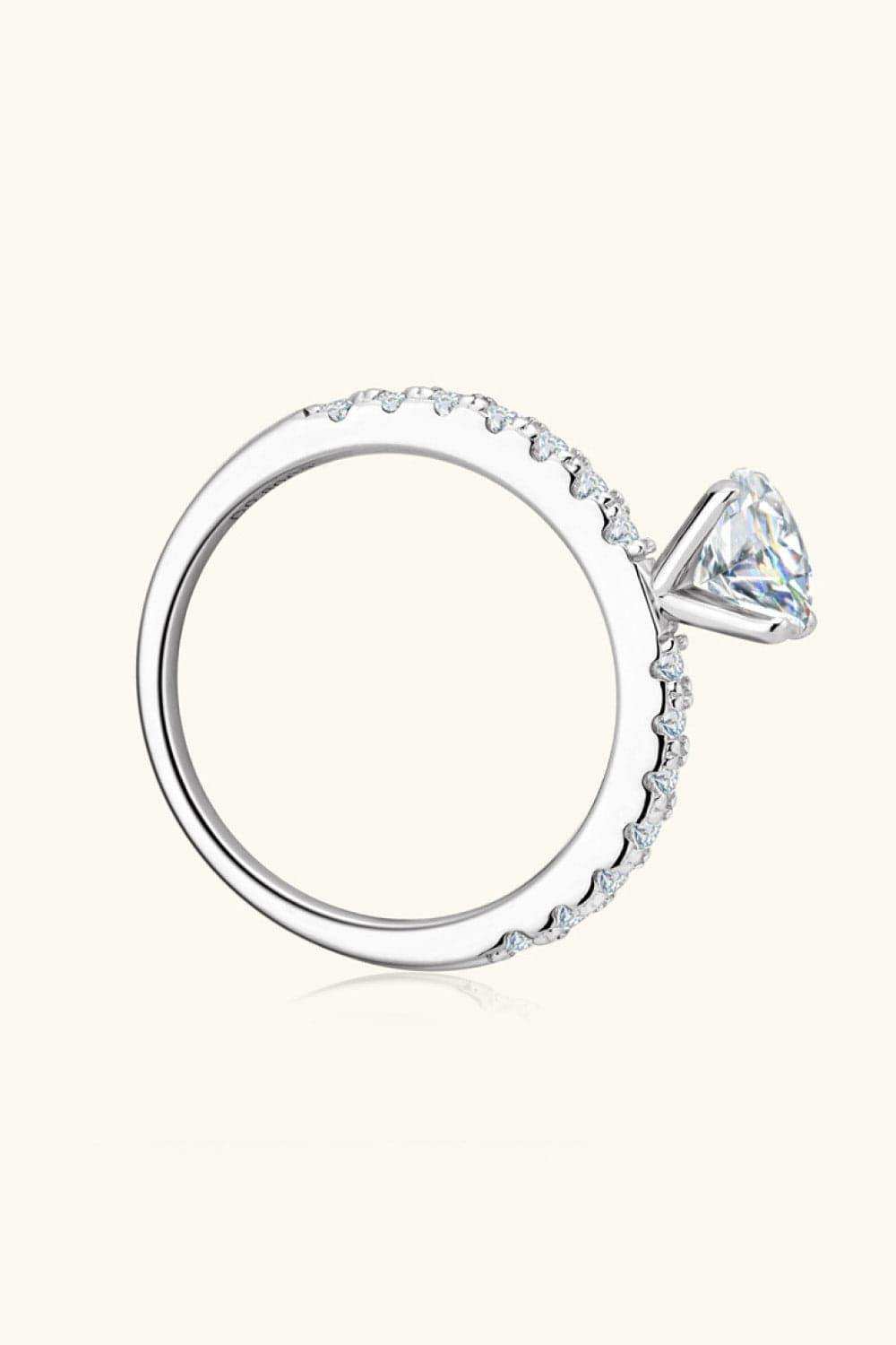 Moissanite Platinum-Plated Side Stone Ring - Trendsi - Flyclothing LLC