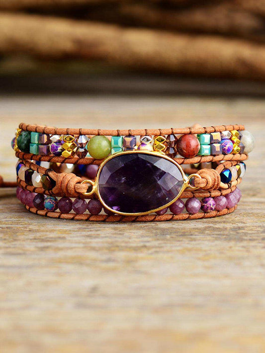 Triple-Layer Amethyst Bracelet - Trendsi - Flyclothing LLC