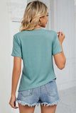 Ruched Round Neck Short Sleeve T-Shirt - Trendsi - Flyclothing LLC