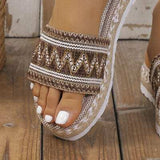 Geometric Weave Platform Sandals - Trendsi - Flyclothing LLC