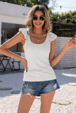 Scoop Neck Lace Cap Sleeve Tank - Trendsi - Flyclothing LLC