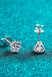 1 Carat Moissanite Rhodium-Plated Stud Earrings - Trendsi - Flyclothing LLC