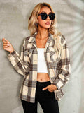 Plaid Button Down Collared Jacket - Trendsi - Flyclothing LLC