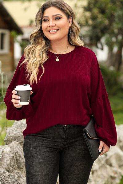 Plus Size Round Neck Dropped Shoulder T-Shirt - Trendsi - Flyclothing LLC