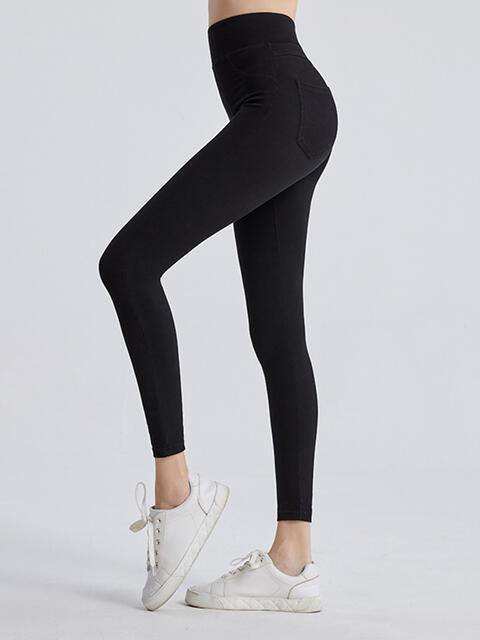 Wide Waistband Sports Leggings - Trendsi - Flyclothing LLC
