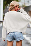 Round Neck Drop Shoulder Long Sleeve Sweater - Trendsi - Flyclothing LLC