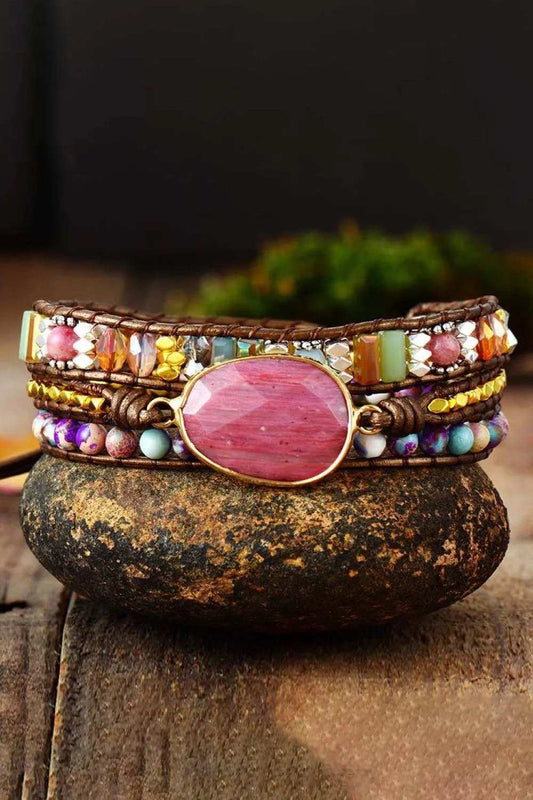 Handmade Crystal Beaded Natural Stone Bracelet - Trendsi - Flyclothing LLC
