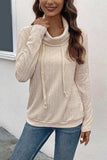 Tied Mock Neck Long Sleeve Knit Top - Trendsi - Flyclothing LLC