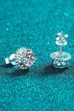 1 Carat Moissanite Rhodium-Plated Round Stud Earrings - Trendsi - Flyclothing LLC