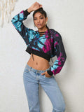 Tie-Dye Lace-Up Hoodie - Trendsi - Flyclothing LLC