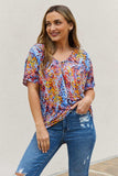 Be Stage Full Size Printed Dolman Flowy Top - Trendsi - Flyclothing LLC