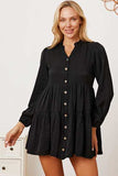 Ruffled Button Up Long Sleeve Tiered Shirt - Trendsi - Flyclothing LLC