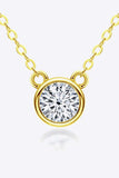 925 Sterling Silver 1 Carat Moissanite Round Pendant Necklace - Trendsi - Flyclothing LLC