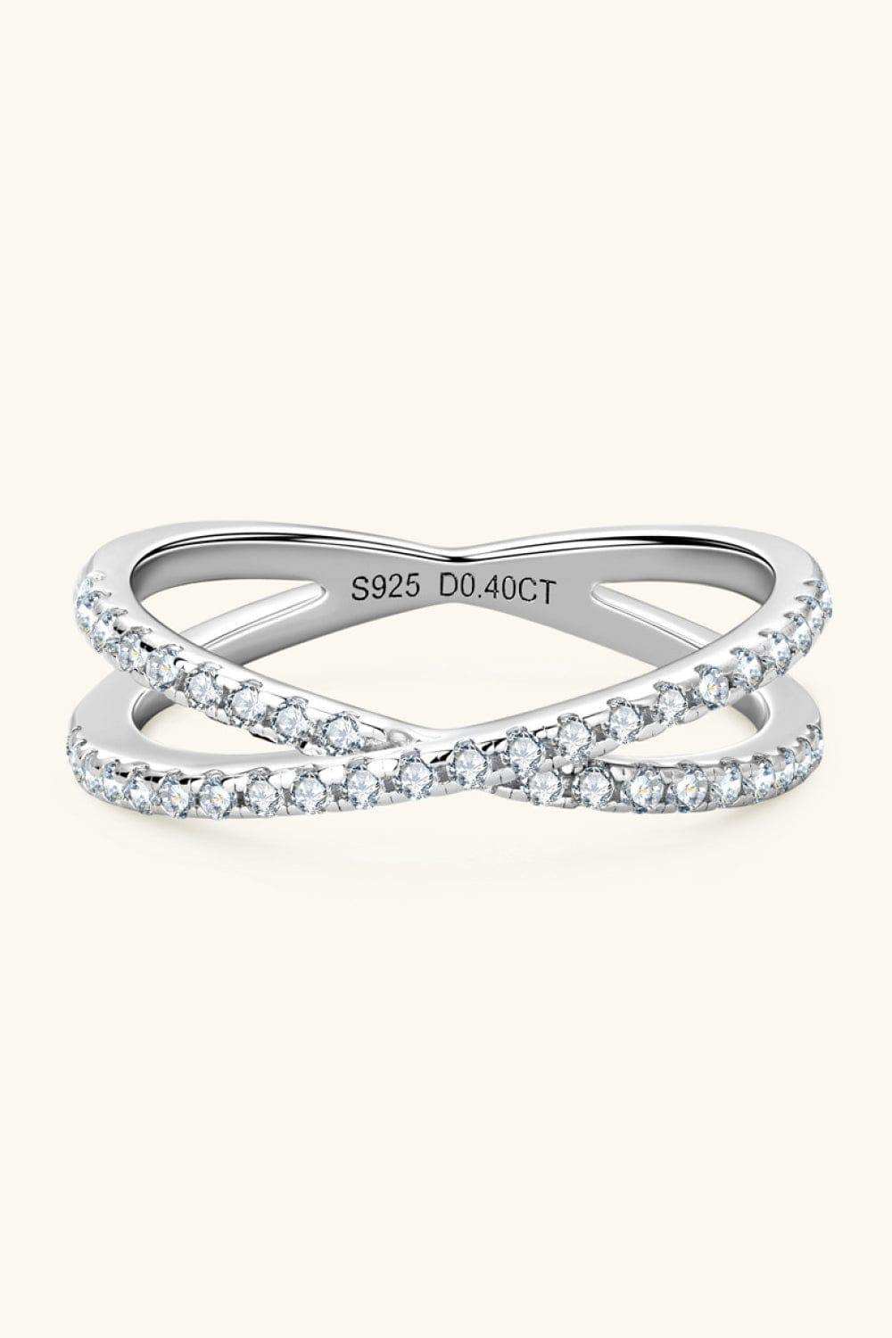 Moissanite 925 Sterling Silver Crisscross Ring - Trendsi - Flyclothing LLC