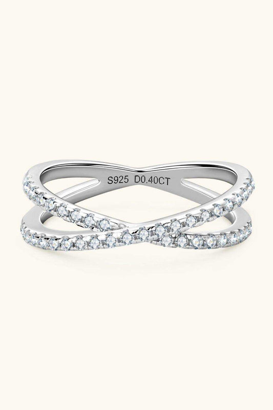 Moissanite 925 Sterling Silver Crisscross Ring - Trendsi - Flyclothing LLC