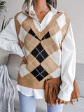 Plaid V-Neck Sweater Vest - Trendsi - Flyclothing LLC