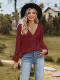 V-Neck Flounce Sleeve Blouse - Trendsi - Flyclothing LLC