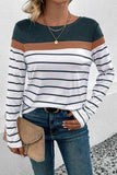 Striped Round Neck Long Sleeve T-Shirt - Trendsi - Flyclothing LLC