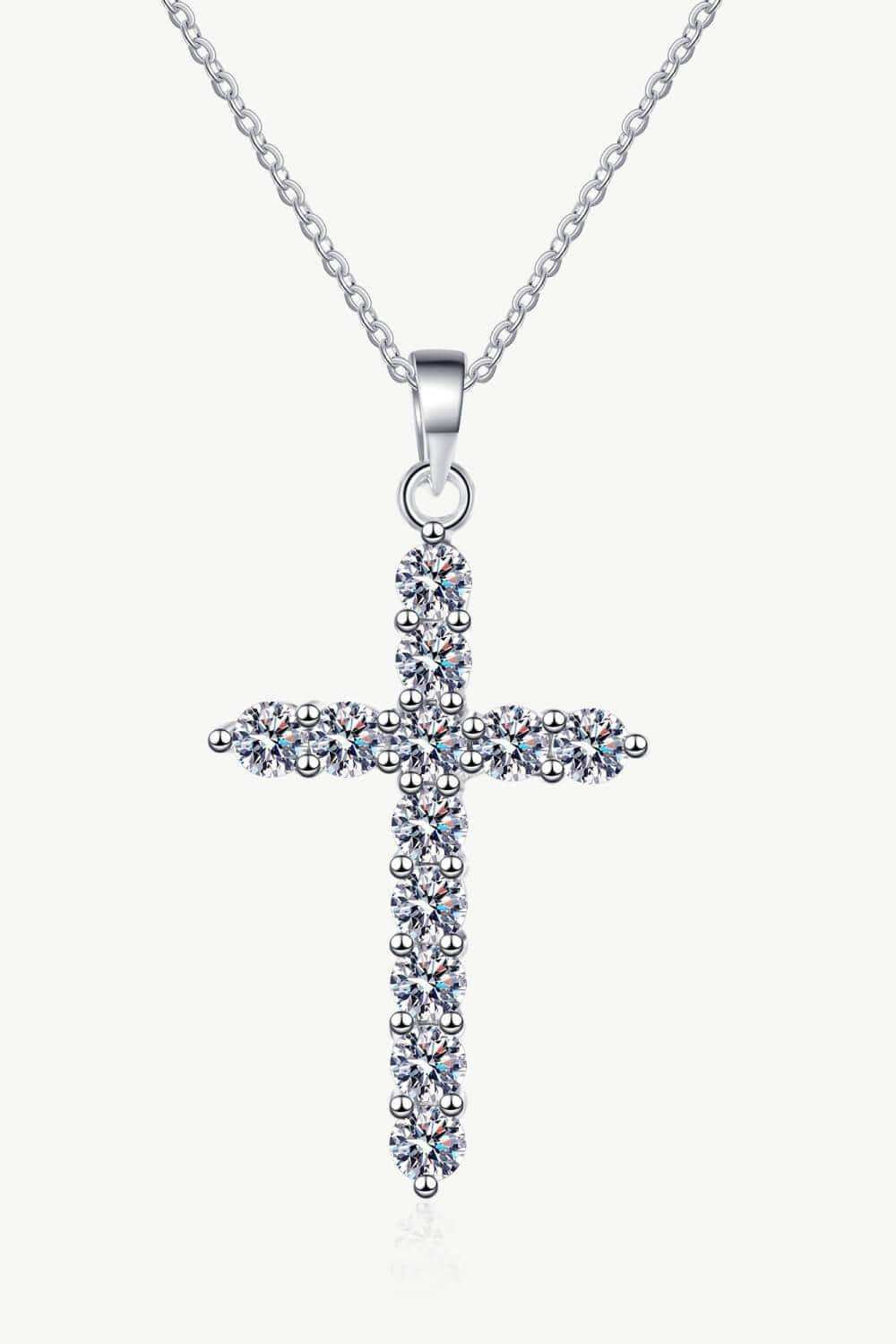 Moissanite Cross Pendant Chain Necklace - Trendsi - Flyclothing LLC