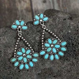 Artificial Turquoise Teardrop Earrings - Trendsi - Flyclothing LLC