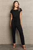 Boat Neck Short Sleeve Jumpsuit with Pockets - Trendsi - Flyclothing LLC