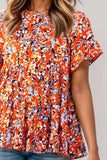 Plus Size Floral Round Neck Tiered Blouse - Trendsi - Flyclothing LLC