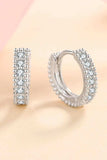 925 Sterling Silver Inlaid Moissanite Huggie Earrings - Trendsi - Flyclothing LLC