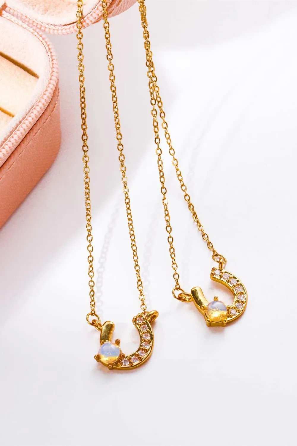 Horseshoe Shape Copper 14K Gold Plated Pendant Necklace - Trendsi - Flyclothing LLC