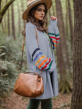 Striped Open Front Long Sleeve Cardigan - Trendsi - Flyclothing LLC