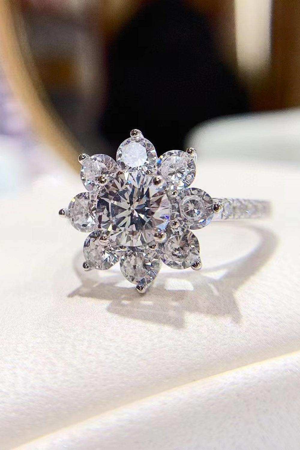 1 Carat Moissanite Flower Ring - Trendsi - Flyclothing LLC