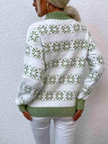 Snowflake Pattern Mock Neck Sweater - Trendsi - Flyclothing LLC