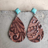 Artificial Turquoise Teardrop Earrings - Trendsi - Flyclothing LLC